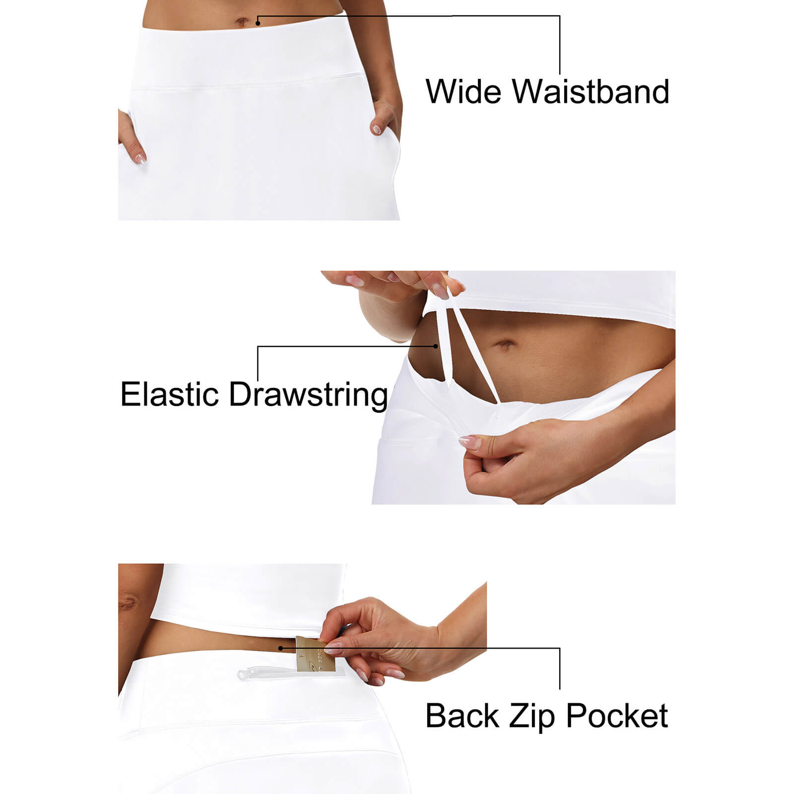 Women's White Tennis Skirts with Pockets