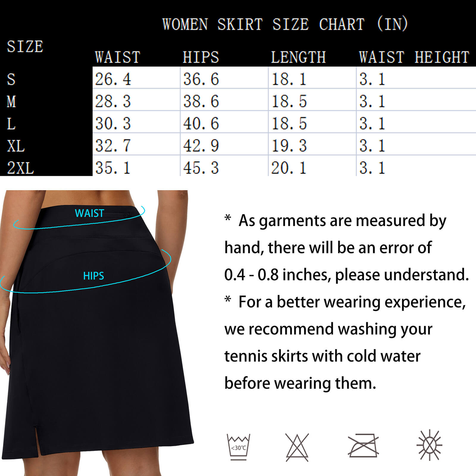 Tennis skirt best sale size 18